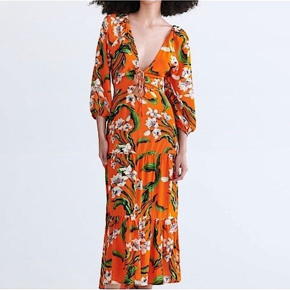 Zara Maxi Dress Floral Dress Size M TIKTOK • BLOGGER FAVORITE - Picture 1 of 16